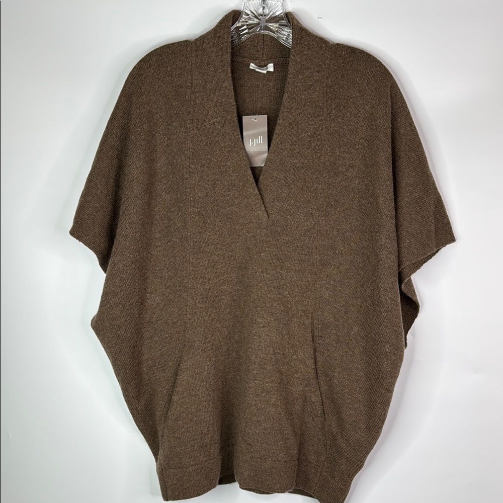 J. Jill Brown Wool Sleeveless Pockets Sweater S/M NWT